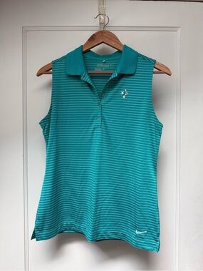 Nike Teal Striped Sleeveless Polo Tank